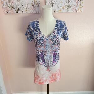 Y2K Angels & Diamonds Rhinestone Cross Tie Dye Graphic Tee